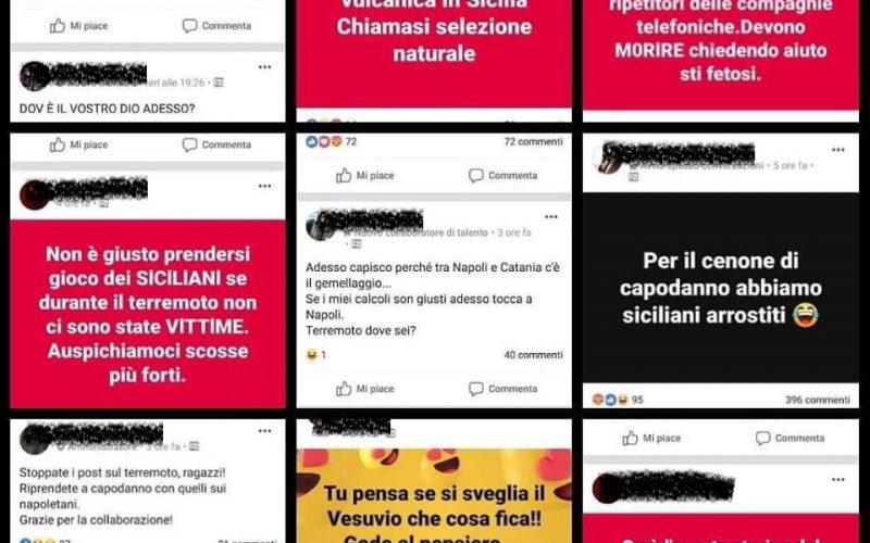 Per capodanno, siciliani arrostiti. Dopo il terremoto, insulti razzisti su facebook