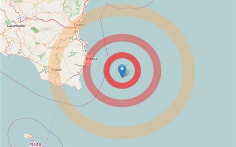 Scossa di terremoto a largo delle coste siracusane
