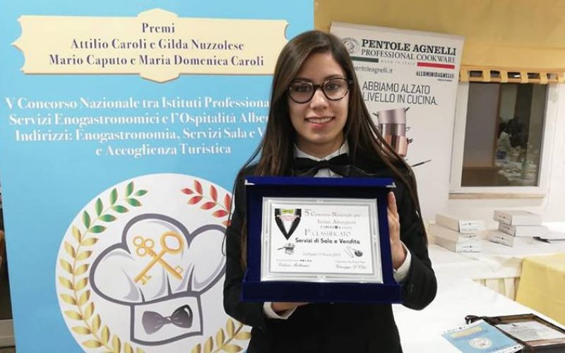 Alice Manusia, della scuola alberghiera di Chiaramonte, prima classificata al concorso nazionale di Gallipoli. FOTO