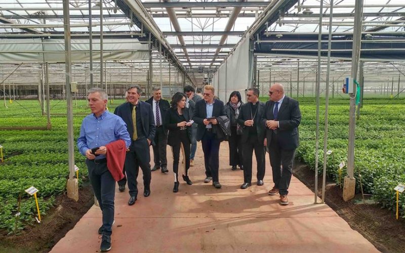 Il Vescovo Cuttitta visita un’azienda di fiori ad Acate