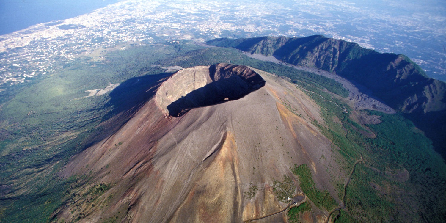 Italy, Campania, Vesuvius volcano, aerial view