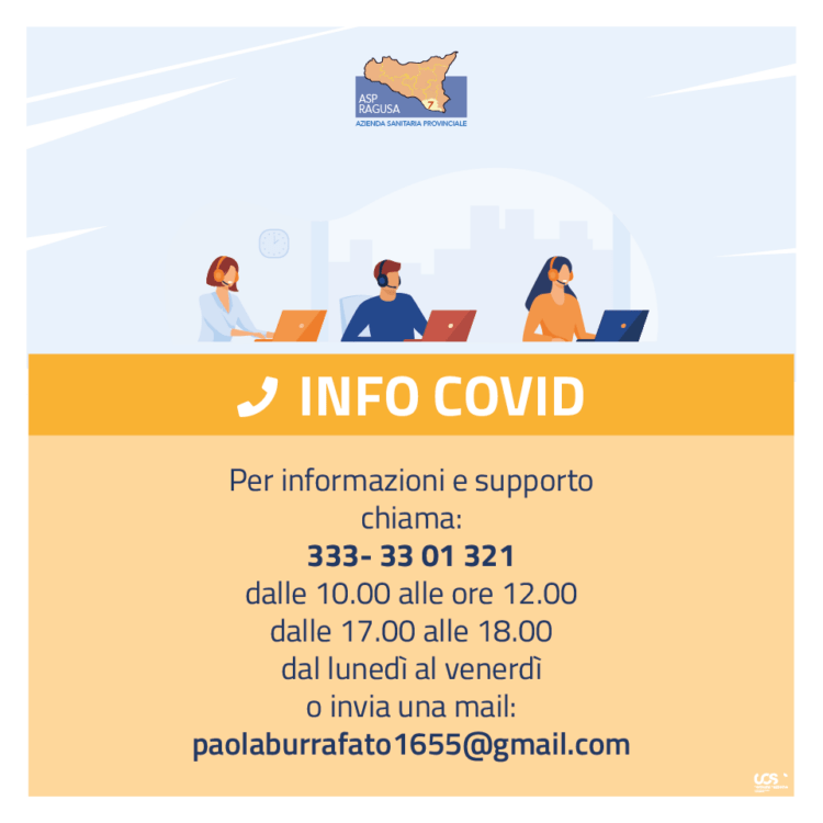 L’Asp istituisce un numero di telefono e una mail per chiedere informazioni sul Covid