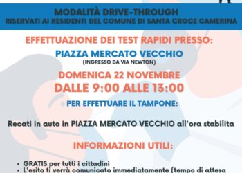 Drive- point: Tamponi rapidi gratuito alla popolazione di Santa Croce Camerina domenica 22 novembre