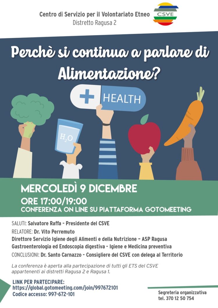 “Perché si continua a parlare di alimentazione”, un convegno online