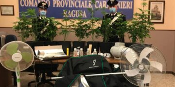 Ragusa: una florida coltivazione di marijuana in casa, arrestati dai Carabinieri