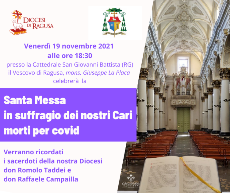 Una messa in suffragio per i nostri cari morti per covid. Venerdì in Cattedrale a Ragusa