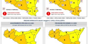 Allerta meteo arancione sulla Sicilia domani