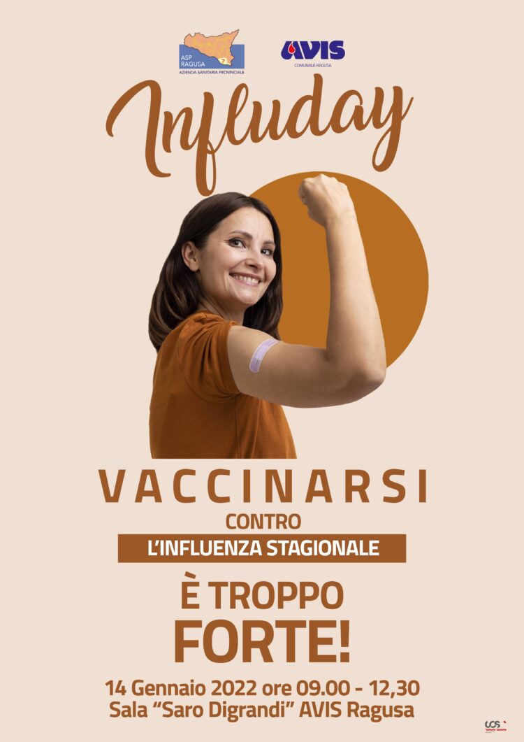 Influ-Day all’Asp di Ragusa il 14 gennaio 2022 dalle 9.00 alle 12:30 alla  Sala Avis