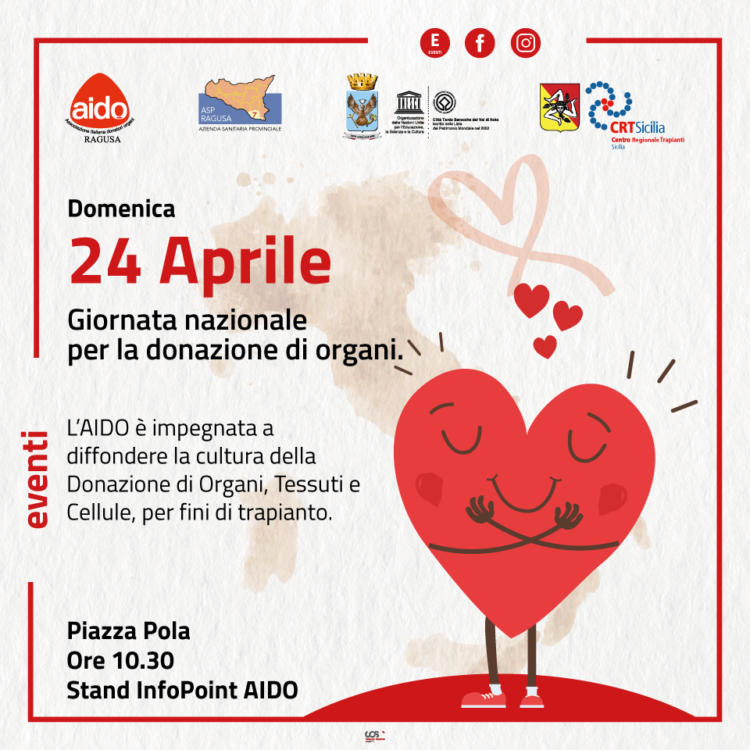 Donazioni organi, cellule e tessuti: due giornate d’informazione a Ragusa