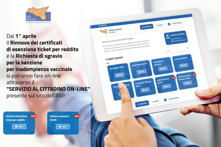 Asp: Dal 1° aprile il Rinnovo dei certificati di esenzione ticket per reddito e la richiesta di sgravio per la sanzione per inadempienza vaccinale