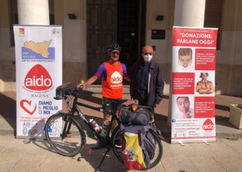 Campagna di sensibilizzazione Aido sulla donazione degli organi: anche la Pastorale della Salute accoglie il ciclista Alfano che ha compiuto un giro della Sicilia