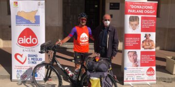 Campagna di sensibilizzazione Aido sulla donazione degli organi: anche la Pastorale della Salute accoglie il ciclista Alfano che ha compiuto un giro della Sicilia