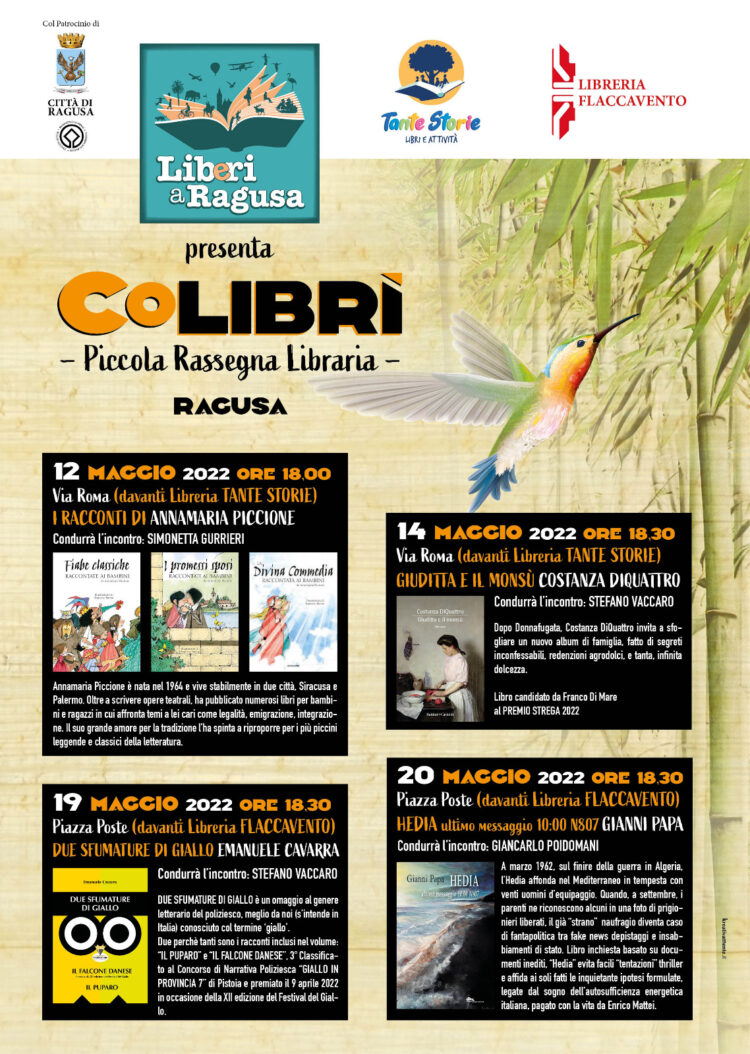 La scrittrice Costanza DiQuattro presenta “Giuditta e il Monsù” alla mini rassegna “Colibrì”. Appuntamento domani, 14 maggio