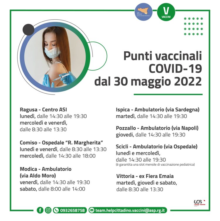 Vaccini: nuovi orari negli hub vaccinali della provincia di Ragusa