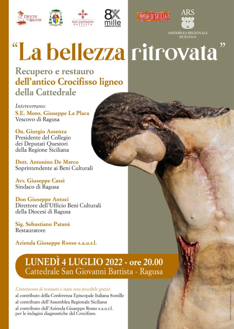 “La bellezza ritrovata”: presentazione del ritrovamento e del restauro dell’antico crocifisso ligneo della Cattedrale di Ragusa