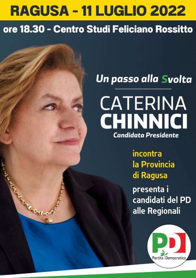 Caterina Chinnici lunedì 11 luglio a Ragusa