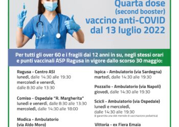 ASP di Ragusa, al via la campagna per la quarta dose per le persone over 60 e quelle con elevata fragilità