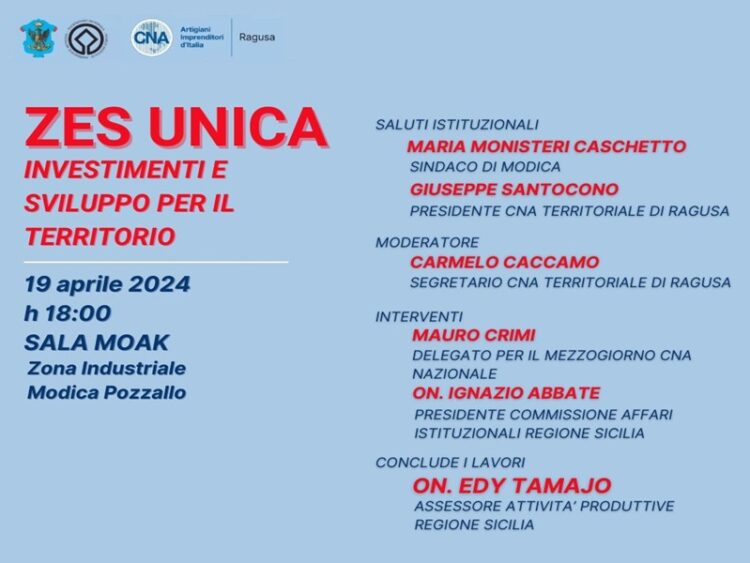 L’assessore regionale alle attività produttive, Edy Tamajo, a Modica per parlare di ZES Unica