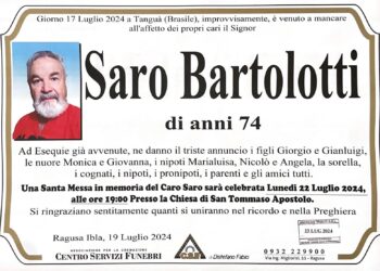 Ragusa piange la scomparsa di Saro Bartolotti