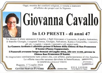 Ragusa piange la scomparsa della 47enne Giovanna Cavallo