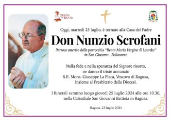 Ragusa piange la scomparsa di don Nunzio Scrofani
