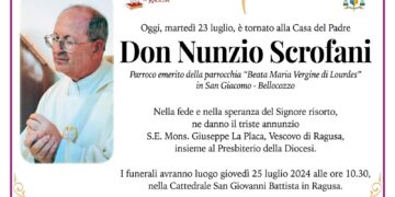 Ragusa piange la scomparsa di don Nunzio Scrofani