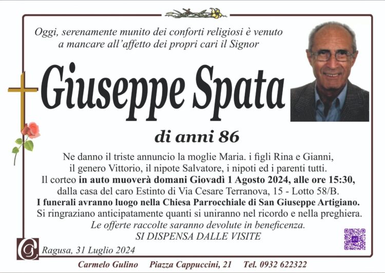 Ragusa piange la scomparsa di Giuseppe Spata