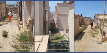 Cimitero comunale di Comiso, avviati i lavori di pulizia e scerbatura