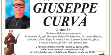 Acate, i funerali di Giuseppe Curvà venerdì pomeriggio in chiesa Madre