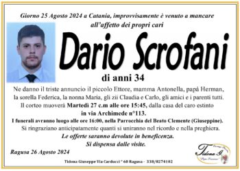 La città di Ragusa piange la scomparsa di Dario Scrofani