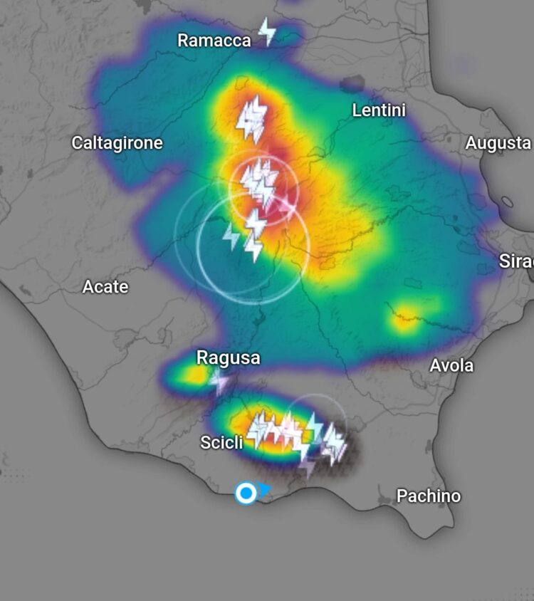Temporali in corso in provincia di Ragusa