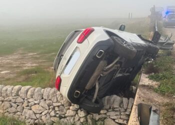 Ragusa, auto finisce su un muretto di pietra a secco
