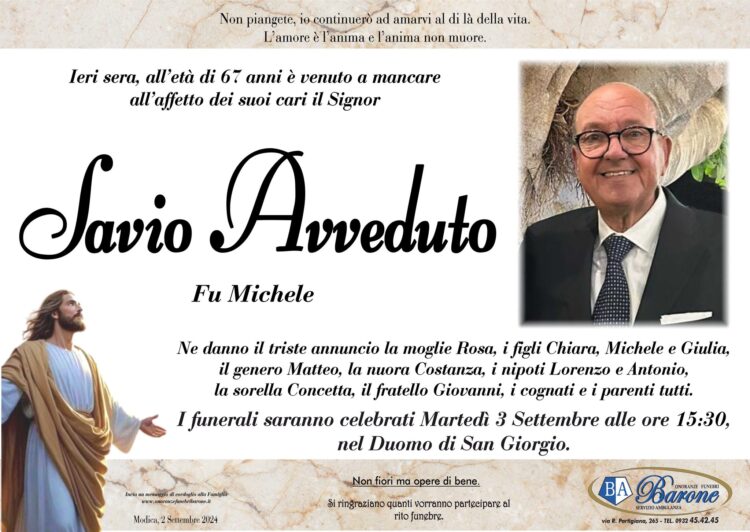 Modica piange la scomparsa del consulente del lavoro Savio Avveduto