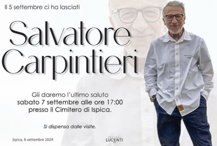 La provincia di Ragusa piange la scomparsa di Salvatore Carpintieri