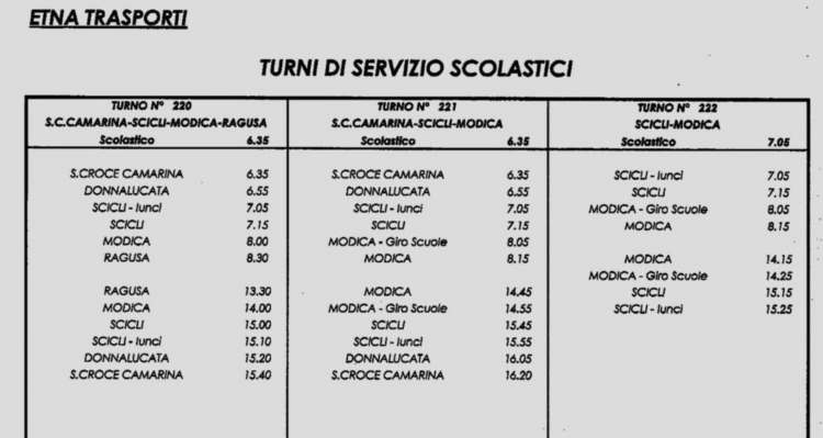 Trasporto scolastico a Scicli, Etna Trasporti comunica gli orari dei bus