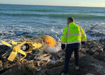 Sampieri, spiaggiata boa luminosa