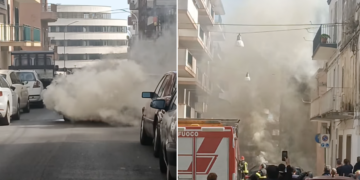 Ragusa, auto in fiamme in pieno giorno in via F.lli Bandiera