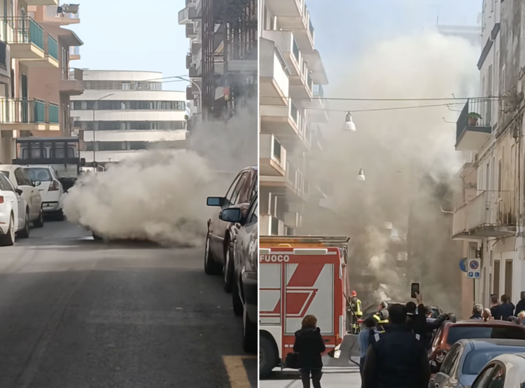 Ragusa, auto in fiamme in pieno giorno in via F.lli Bandiera