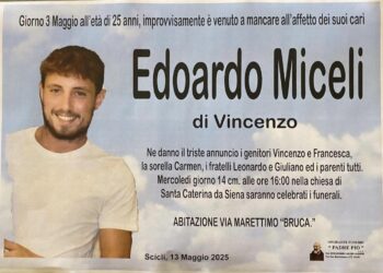 Scicli: sono previsti per oggi pomeriggio i funerali di Edoardo Miceli