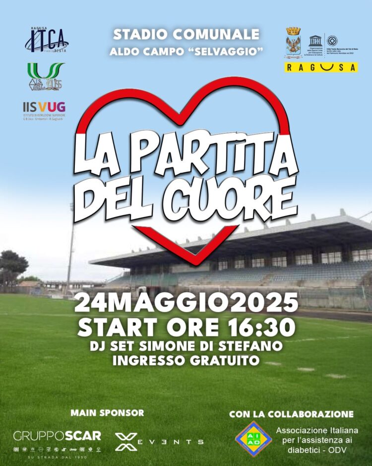 Tutto pronto per la partita del cuore che si terrà domani allo stadio Aldo Campo di Ragusa
