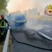 Furgone in fiamme sull’autostrada