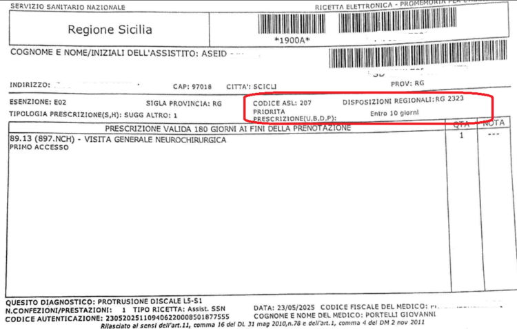 Ragusa, la richiesta per la visita neurochirurgica si trasforma in una odissea