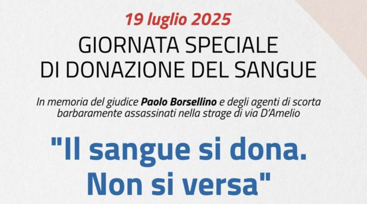 L’Asp di Ragusa promuove una giornata speciale di donazione del sangue in memoria di Borsellino