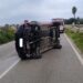 Auto si ribalta in contrada Piano Ceci a Modica, il conducente avrebbe accusato un malore