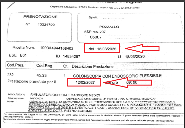 Ragusa, il comitato civico Art. 32: “Undici mesi per una colonscopia”. L’Asp: “Al di fuori dei nostri screening”