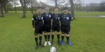 Quattro giovani arbitri della sezione Aia di Ragusa impegnati in una competizione in Danimarca