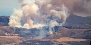 In fiamme l’area limitrofa alla diga di Santa Rosalia