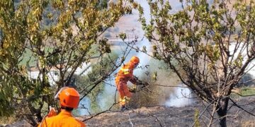Il gruppo Alfa di protezione civile impegnato a contenere una serie di incendi