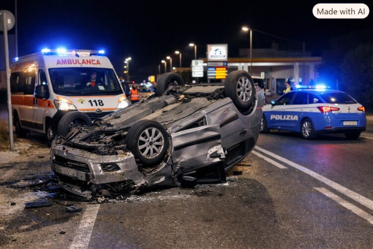Auto si ribalta nel primo tratto della Ragusa mare